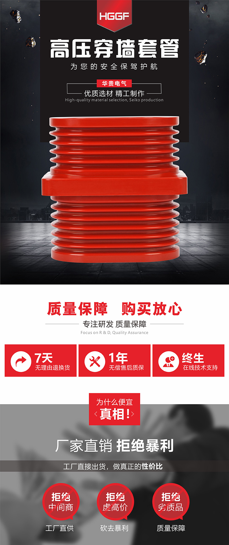 穿墙套管TG3-10Q环网柜中置柜套管电气成套绝缘穿墙(图1)